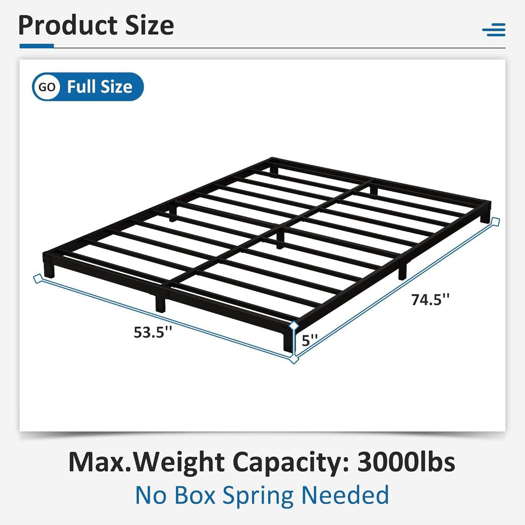 Full size 5-inch Heavy Duty Metal Bed Frame with 3,000 lb. Weight Capacity-4