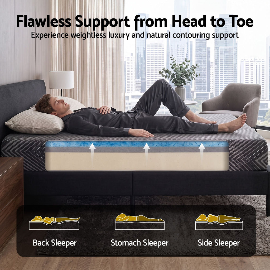 Giselle 25cm Queen Memory Foam Mattress Gel Infused Foam Removable Cover-4