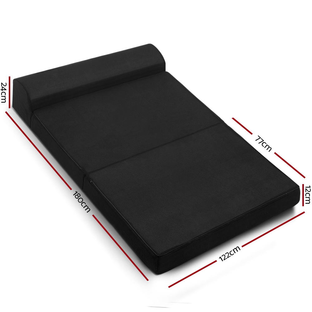 NNEDSZ Bedding Folding Foam Mattress Portable Double Sofa Bed Mat Air Mesh Fabric Black-1
