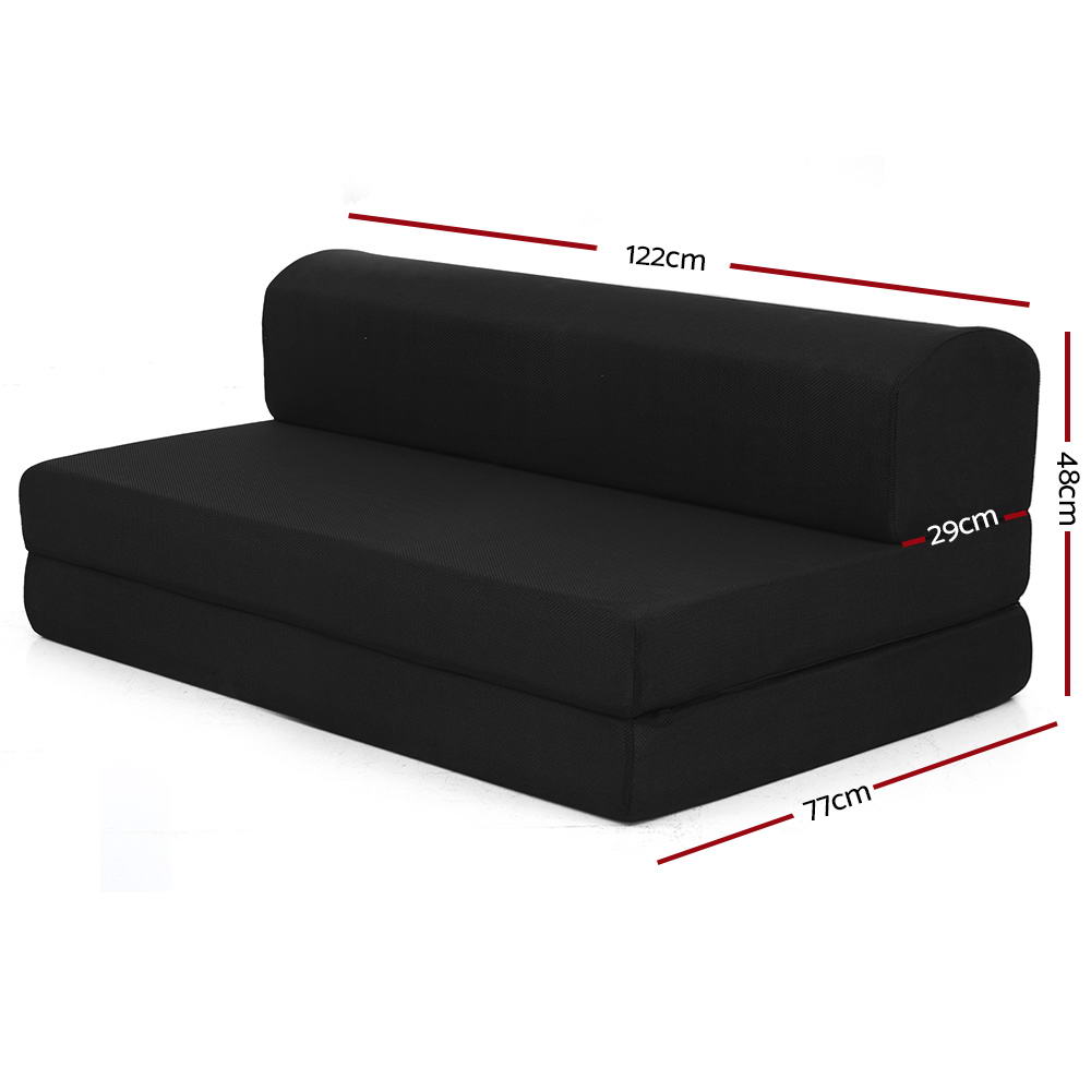 NNEDSZ Bedding Folding Foam Mattress Portable Double Sofa Bed Mat Air Mesh Fabric Black-2