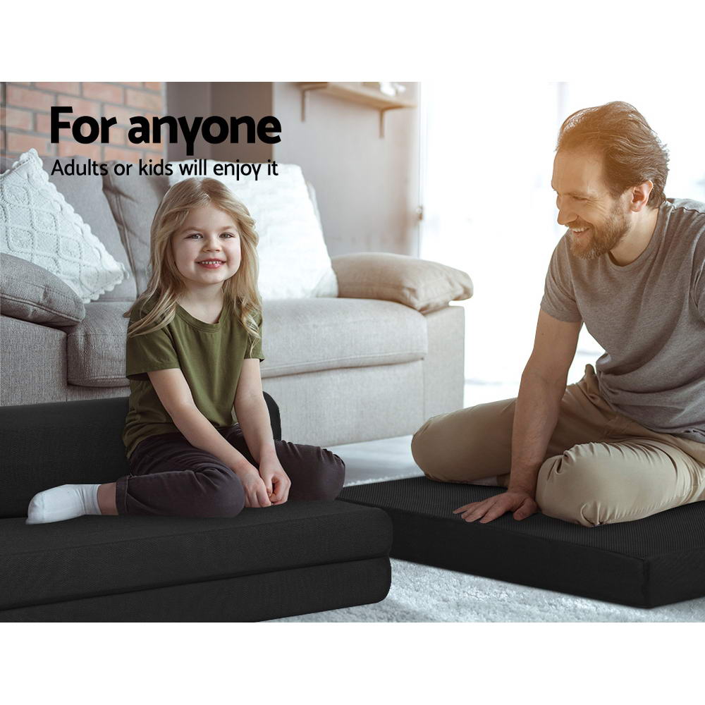 NNEDSZ Bedding Folding Foam Mattress Portable Double Sofa Bed Mat Air Mesh Fabric Black-4