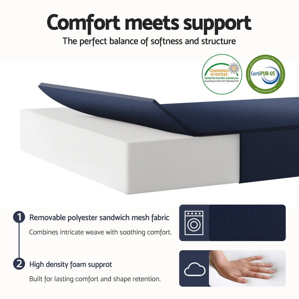 Giselle Foldable Mattress Folding Foam Mattresses Portable Floor Mat Blue Double-4