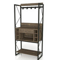 Farmhouse Oak Iron Baker's Wine Storage Rack-0