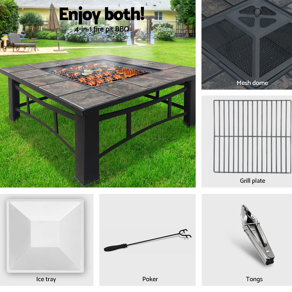 NNEDSZ Pit BBQ Grill Smoker Table Outdoor Garden Ice Pits Wood Firepit-2
