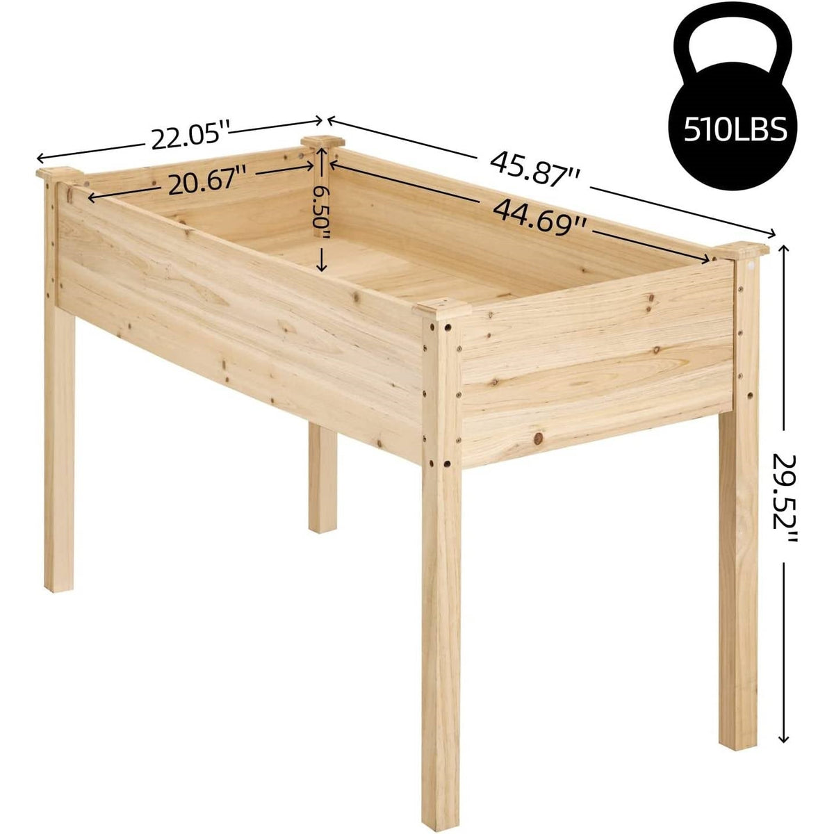 Outdoor Wood Raised Garden Bed Planter Box 46 x 22 x 30-inch High-3