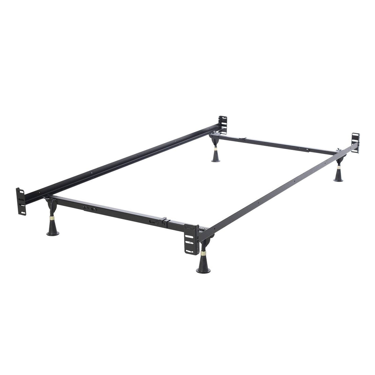 Twin/Full Adjustable Metal Bed Frame with Headboard Footboard Brackets-0