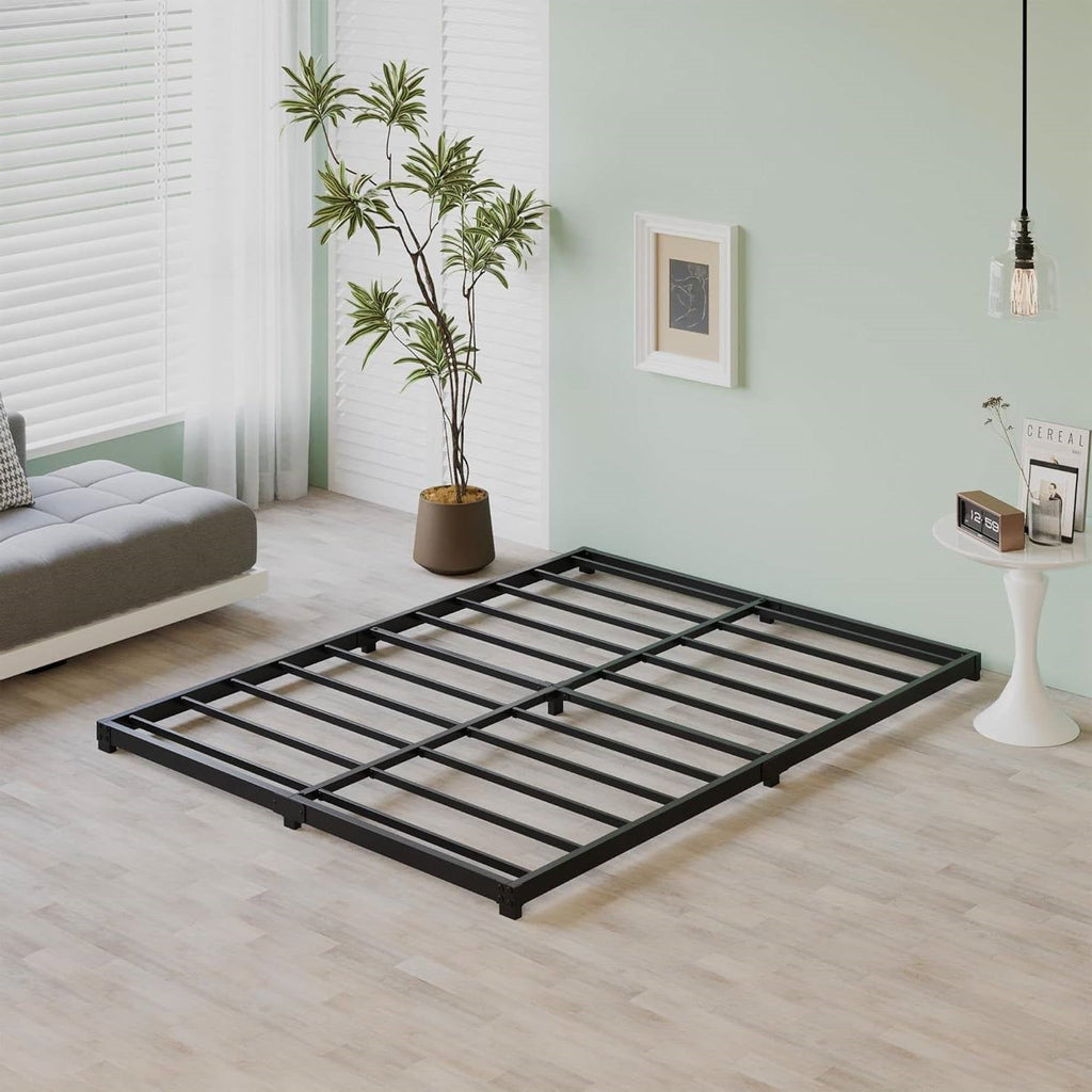Full size 3-inch Low Profile Heavy Duty Metal Bed Frame in Matte Black-1