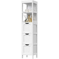 Bathroom Cabinet Tower with 3 Storage Drawers and 2 Shelves in White Wood Finish-0