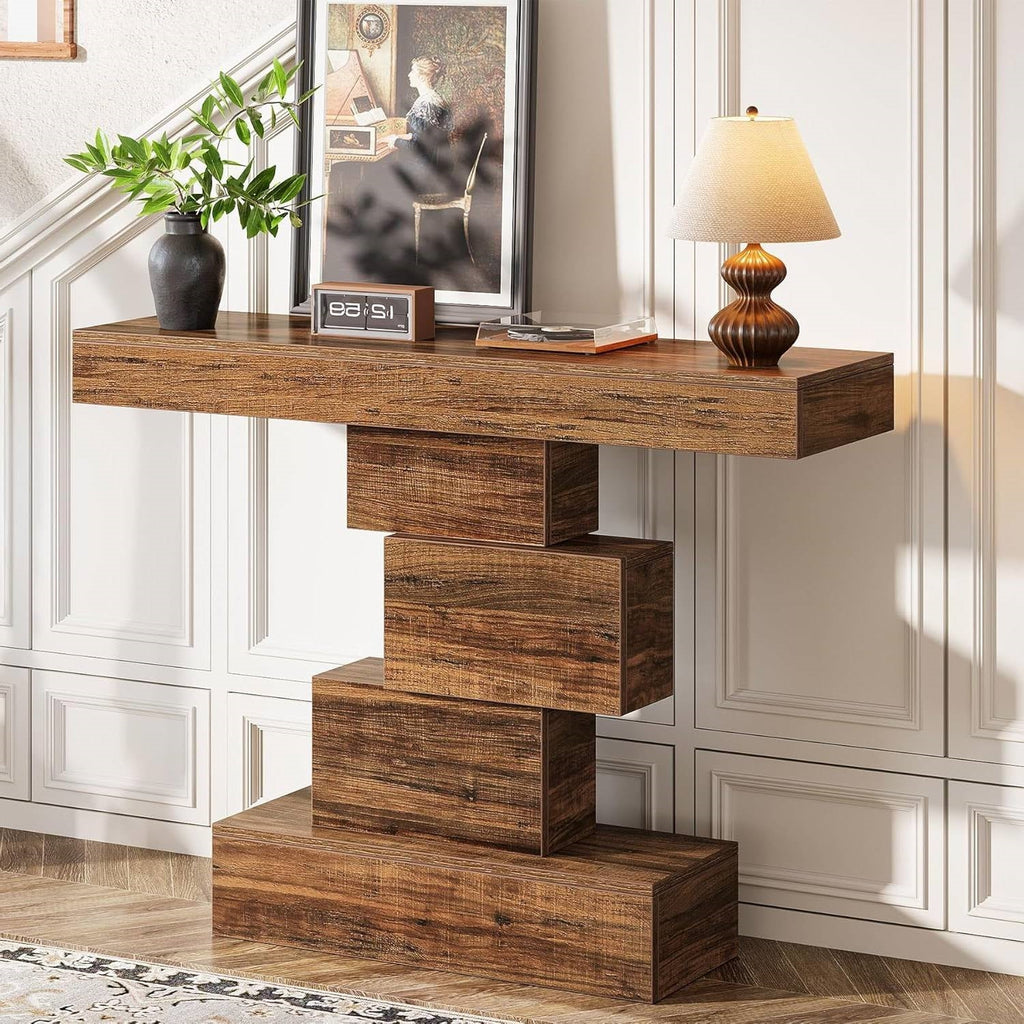 Modern Farmhouse 42-inch Console Accent Sofa Table in Rustic Brown Wood Finish-3