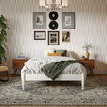 Full Size Solid Hardwood Victorian Style White Platform Bed-0