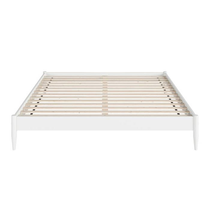 Full Size Solid Hardwood Victorian Style White Platform Bed-3