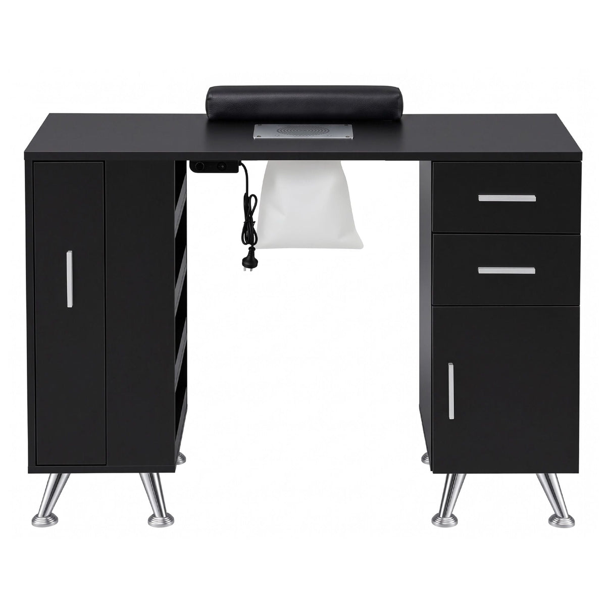 Artiss Manicure Table Nail Desk with Built-in Dust Collector Beauty Salon Station Drawers Shelves Wrist Cushion Black-4