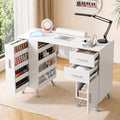 Artiss Manicure Table Nail Desk with Built-in Dust Collector Beauty Salon Station Drawers Shelves Wrist Cushion White-0