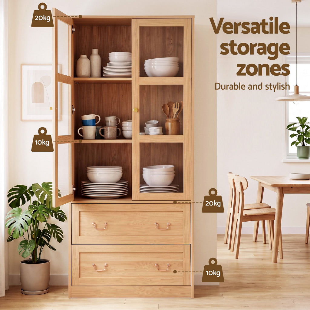 Artiss Buffet Sideboard Cabinet 180cm Hutch Storage Kitchen Drawer Door Wood-4
