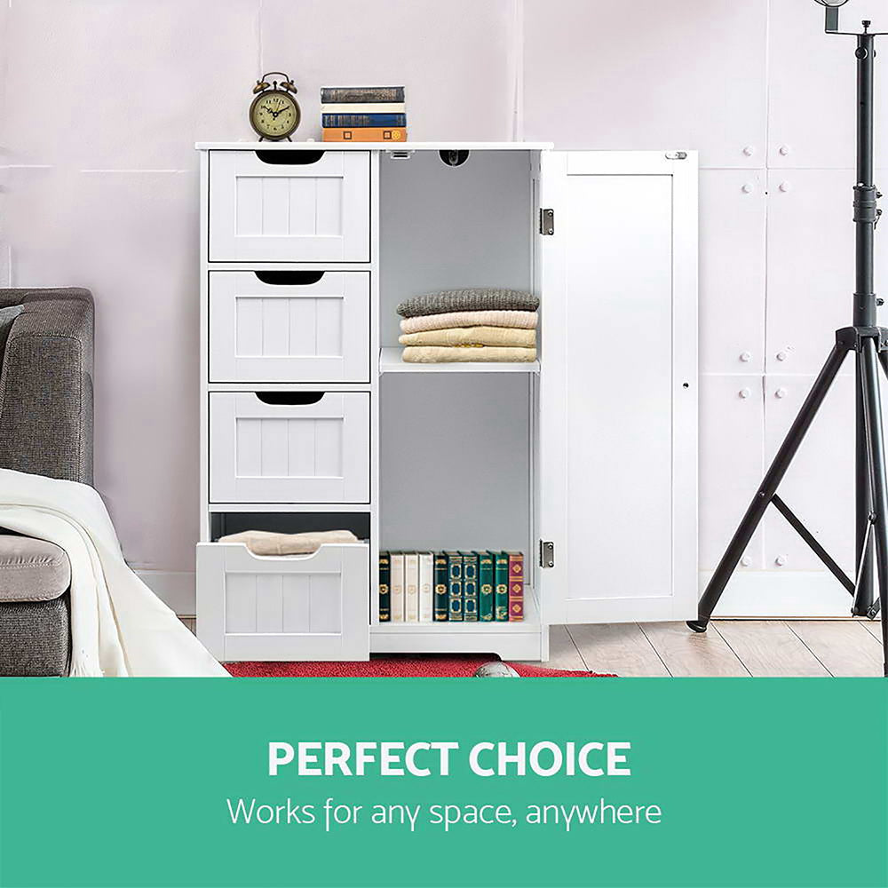 NNEDSZ Bathroom Tallboy Storage Cabinet - White-1
