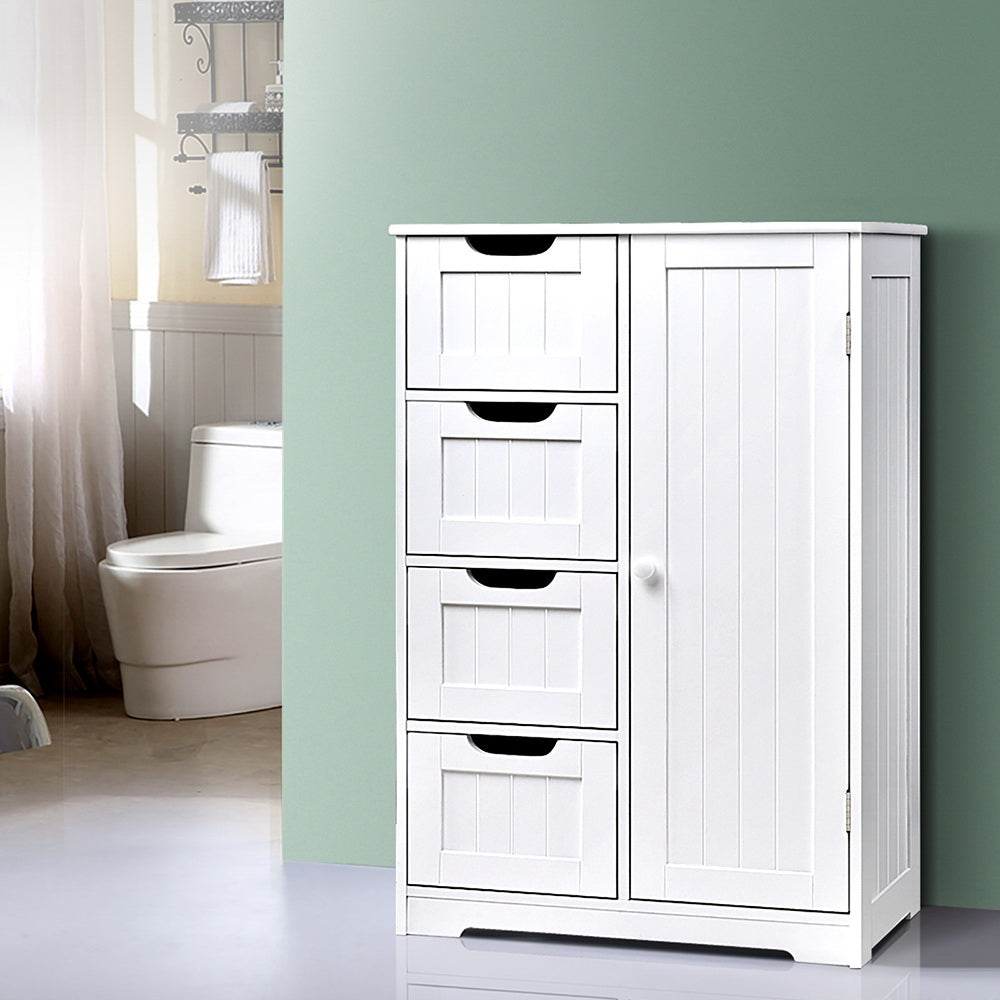 NNEDSZ Bathroom Tallboy Storage Cabinet - White-3