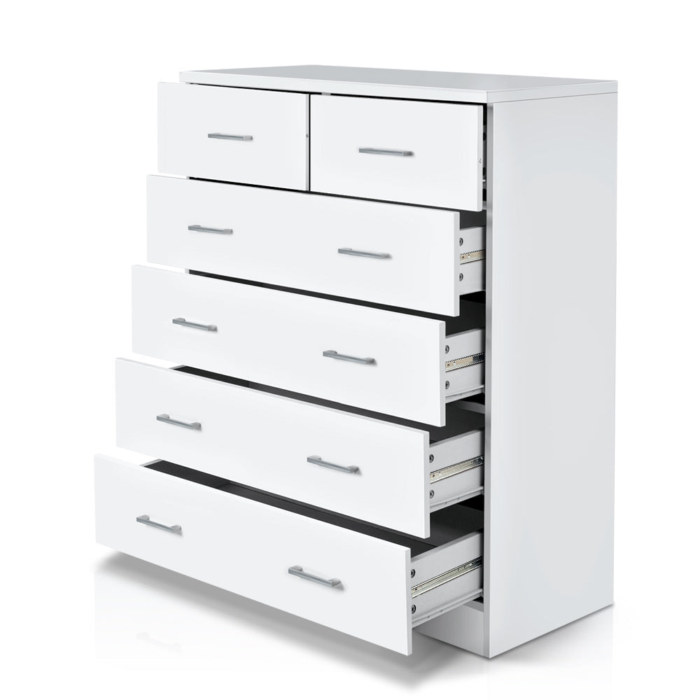NNEDSZ Tallboy Dresser Table 6 Chest of Drawers Cabinet Bedroom Storage White-0