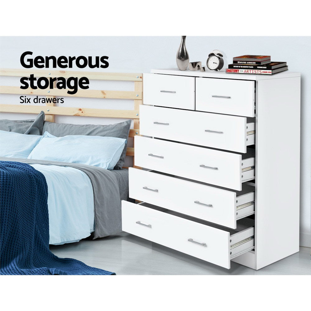 NNEDSZ Tallboy Dresser Table 6 Chest of Drawers Cabinet Bedroom Storage White-3