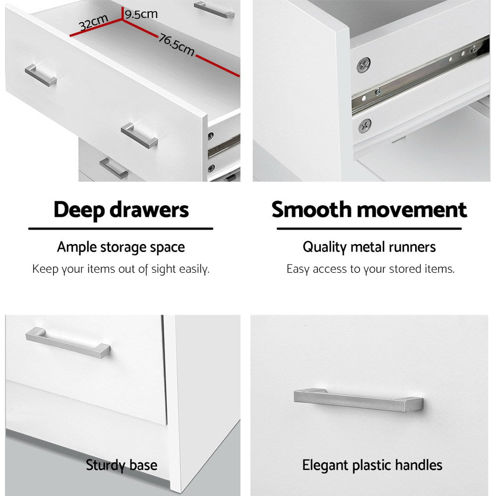 NNEDSZ Tallboy Dresser Table 6 Chest of Drawers Cabinet Bedroom Storage White-4