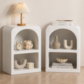 Artiss 2x Bedside Table 2 Shelves - ARCHED White-0
