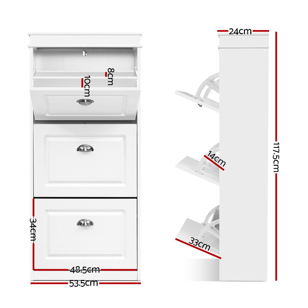 NNEDSZ Shoe Cabinet Shoes Storage Rack White Organiser Shelf Cupboard 18 Pairs Drawer-1