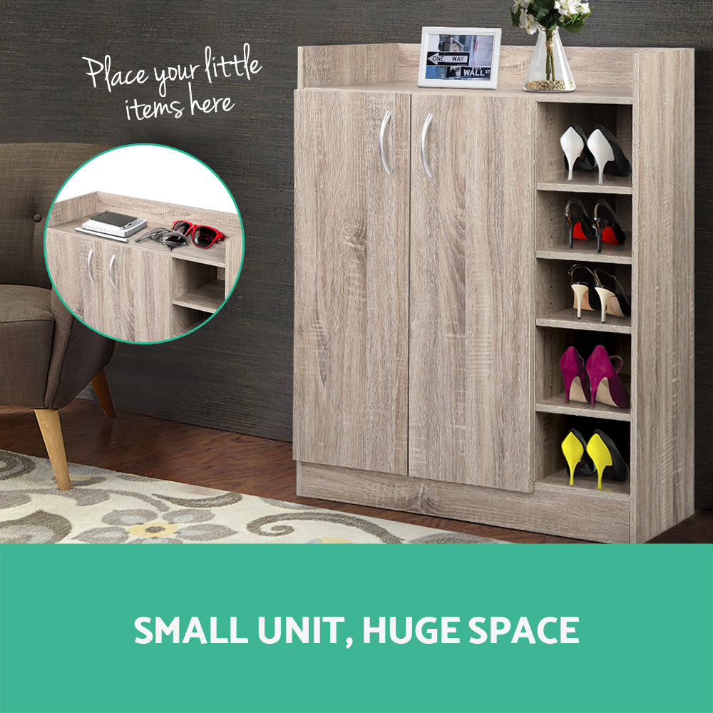 NNEDSZ 2 Doors Shoe Cabinet Storage Cupboard - Wood-2