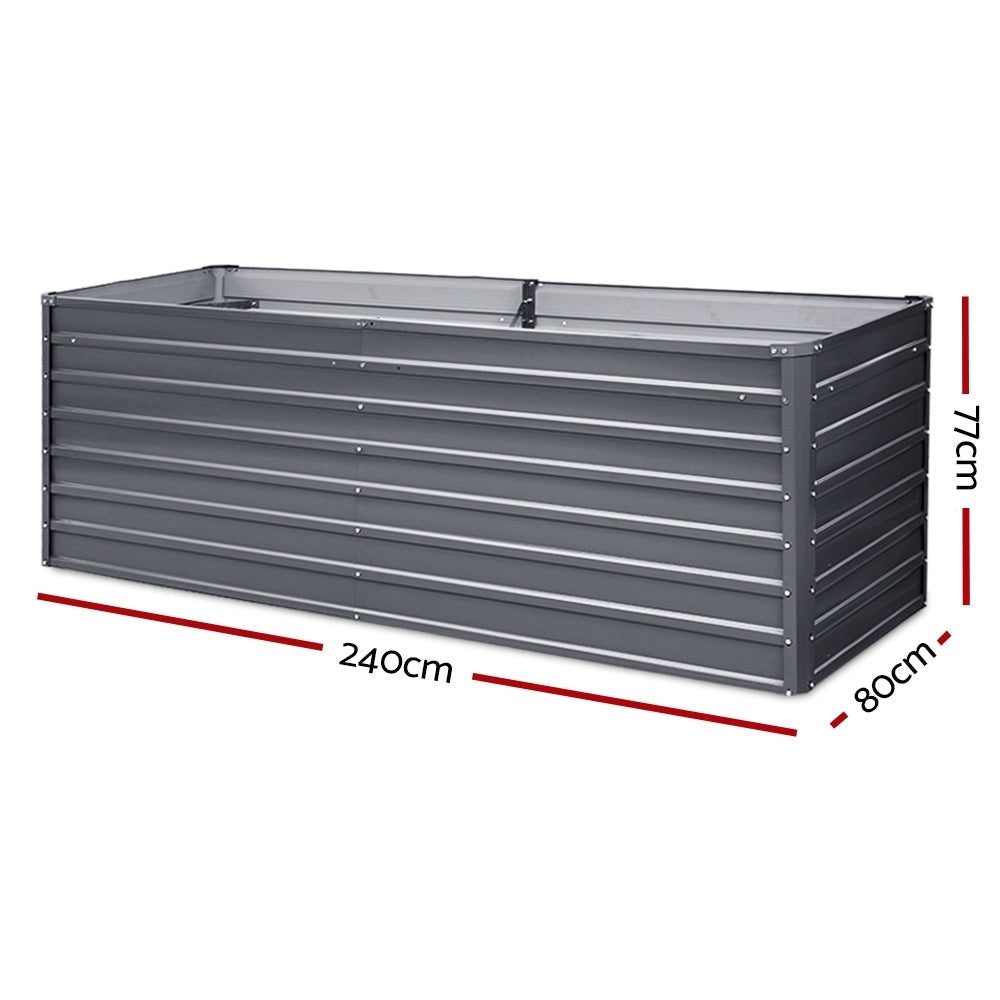 NNEDSZ Greenfingers Garden Bed 240X80X77CM Galvanised Raised Steel Instant Planter 2N1-1