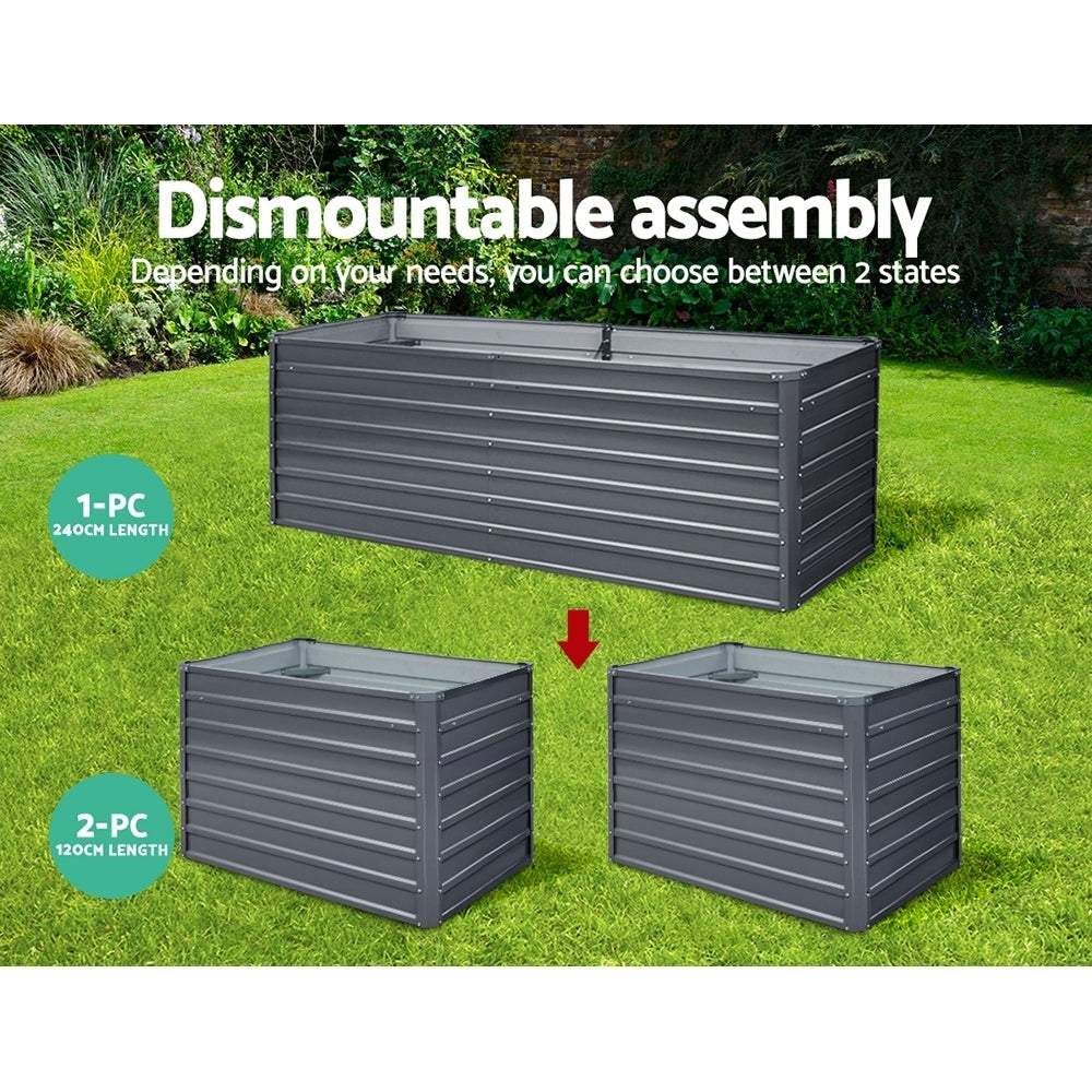 NNEDSZ Greenfingers Garden Bed 240X80X77CM Galvanised Raised Steel Instant Planter 2N1-3
