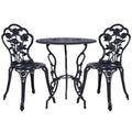 NNEDSZ 3PC Outdoor Setting Cast Aluminium Bistro Table Chair Patio Black-0