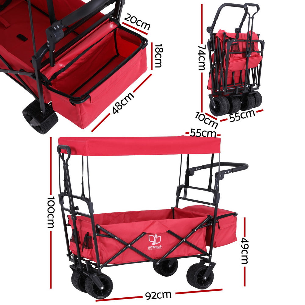 NNEDSZ Gardeon Garden Cart with Removable Canopy Red-1
