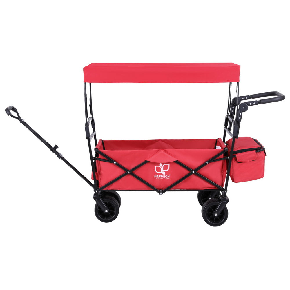 NNEDSZ Gardeon Garden Cart with Removable Canopy Red-2