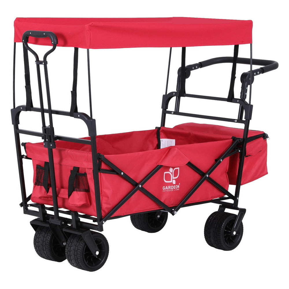 NNEDSZ Gardeon Garden Cart with Removable Canopy Red-3