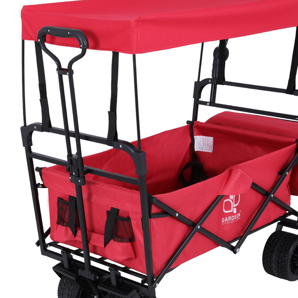 NNEDSZ Gardeon Garden Cart with Removable Canopy Red-4
