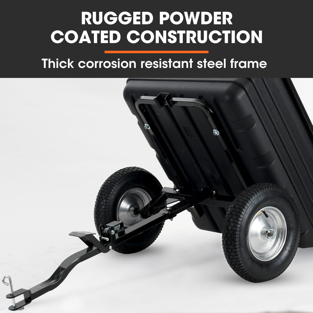 NNEMB Poly Dump Cart, 272kg Load Heavy Duty Tipper Trailer, 16-inch Tyres, for Ride-on Lawn Mower Tractor, ATV, Quad Bike-4