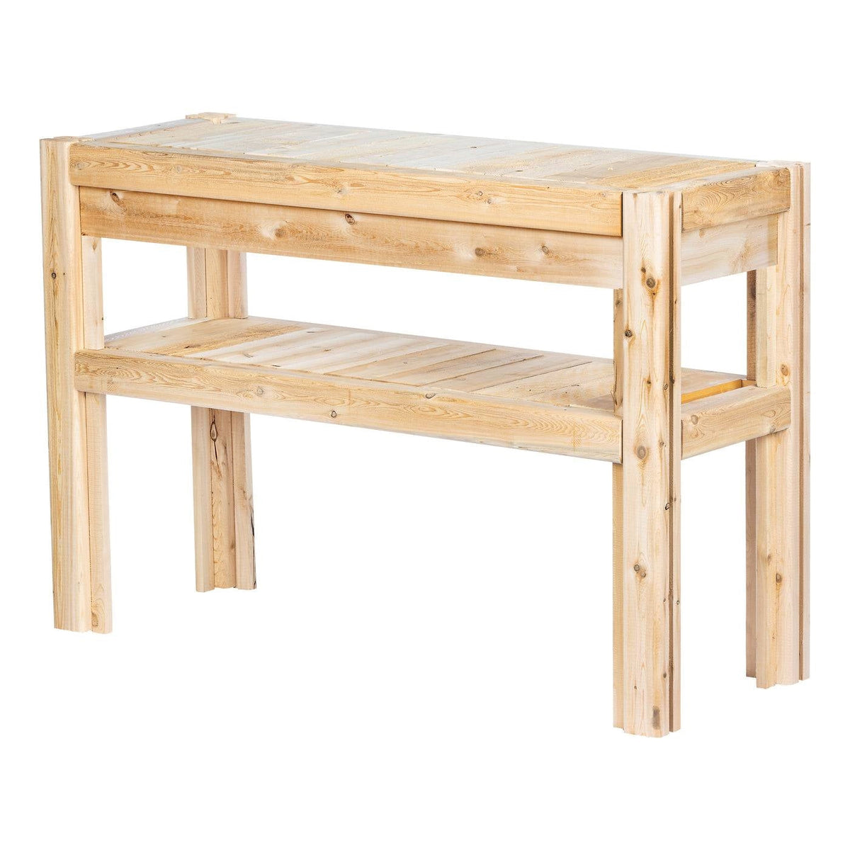 2 Tier Adjustable Cedar Wood Multipurpose Storage Shelves - Made In USA-3