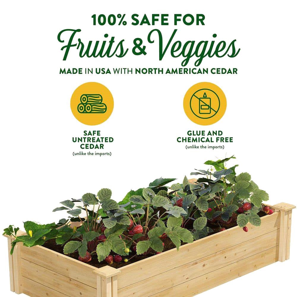 2ft x 4ft Cedar Wood Raised Garden Bed Planter Box - Made In USA-3
