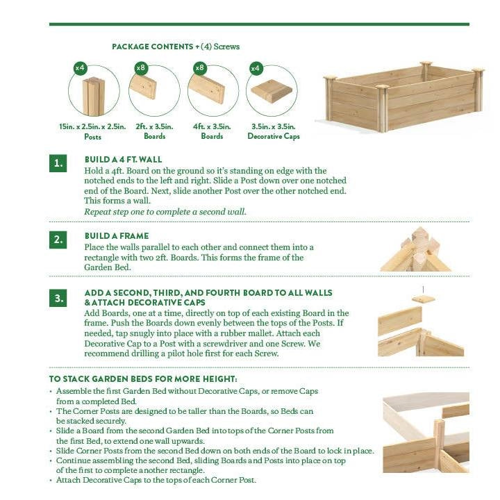 2ft x 4ft Cedar Wood Raised Garden Bed Planter Box - Made In USA-4