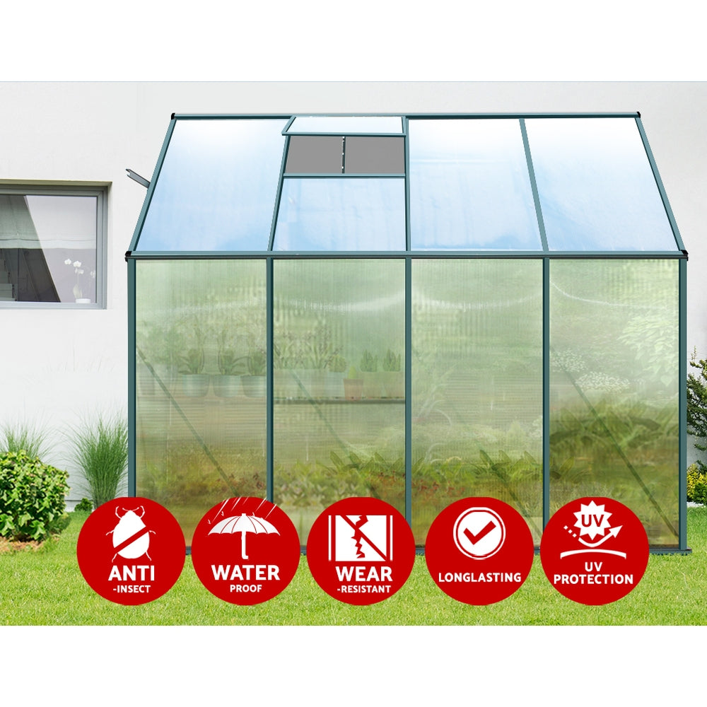 NNEDSZ Greenhouse Aluminium Green House Garden Polycarbonate 2.52x1.27M-4