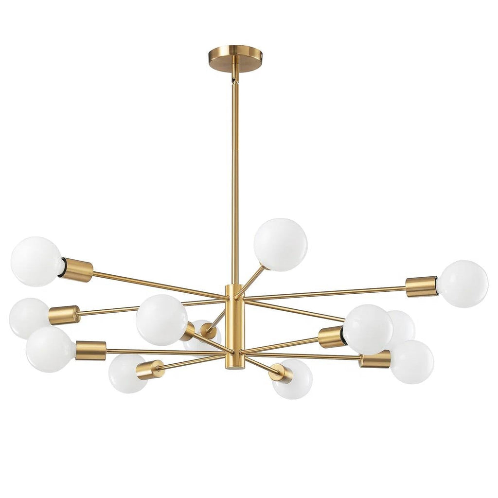 Gold 33-inch Modern 12-Light Dimmable Sputnik Chandelier Lamp-2