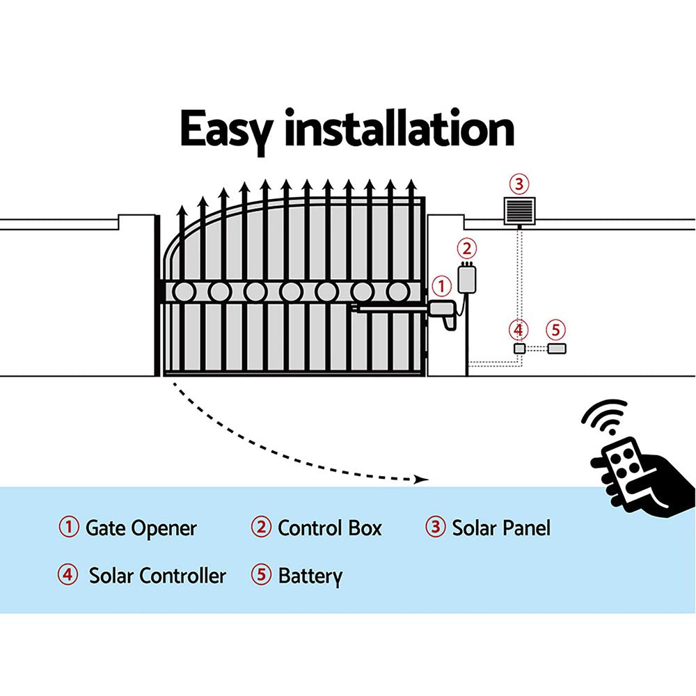 NNEDSZ 600KG Swing Gate Opener Automatic Electric Solar Power Remote Control-3