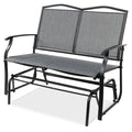 2 Seater Mesh Patio Loveseat Swing Glider Rocker with Armrests in Grey-0