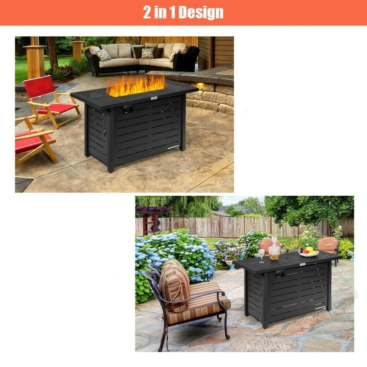 60,000 BTU Brown Rectangular Portable LP Gas Propane Fire Pit Table-3