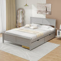 Full Size Grey Platform Bed Frame with 2 Storage Drawers-0