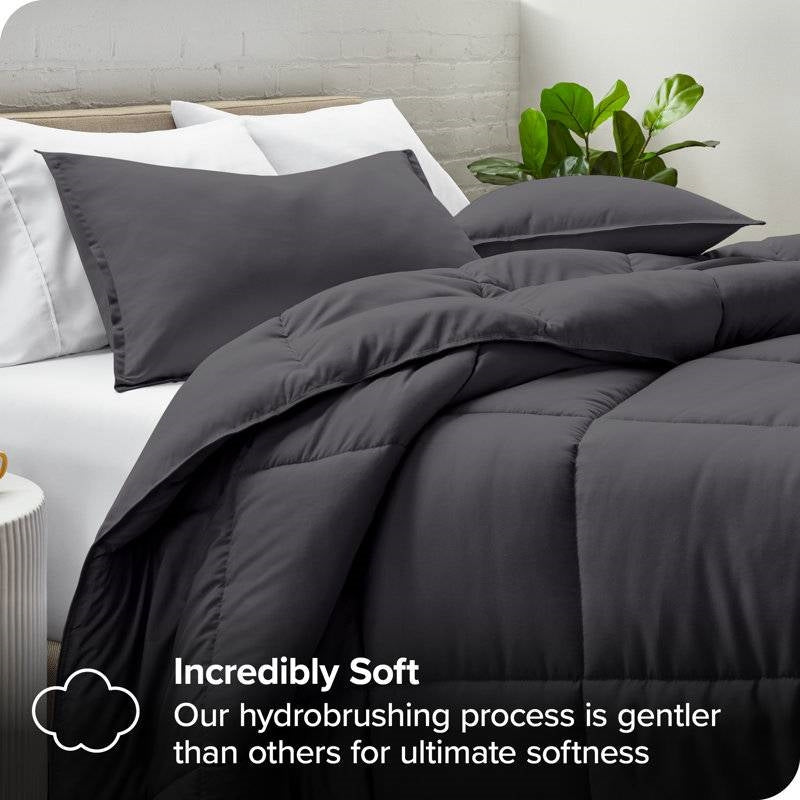 King/Cal King Size All Season Super Soft Down Alternative Comforter Set Grey-2
