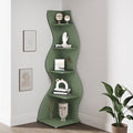 Modern Whimsical 5 Shelf Corner Bookcase in Green Wood Finish-0