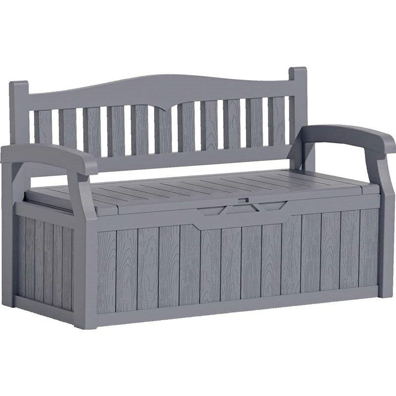 Heavy Duty Grey Plastic Outdoor Storage Garden Bench Patio Deck Box-3