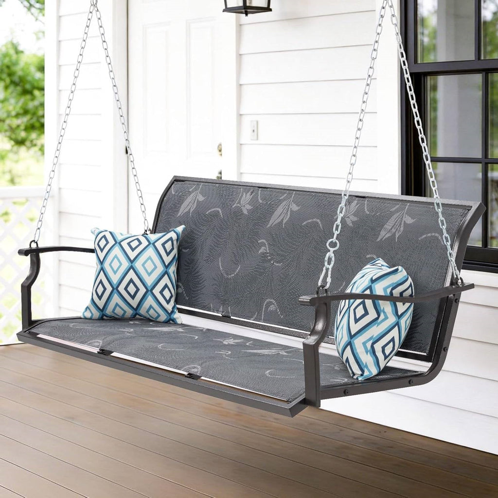Grey Outdoor 2-Person Heavy Duty Porch Swing with 900 lb. Weight Capacity-0