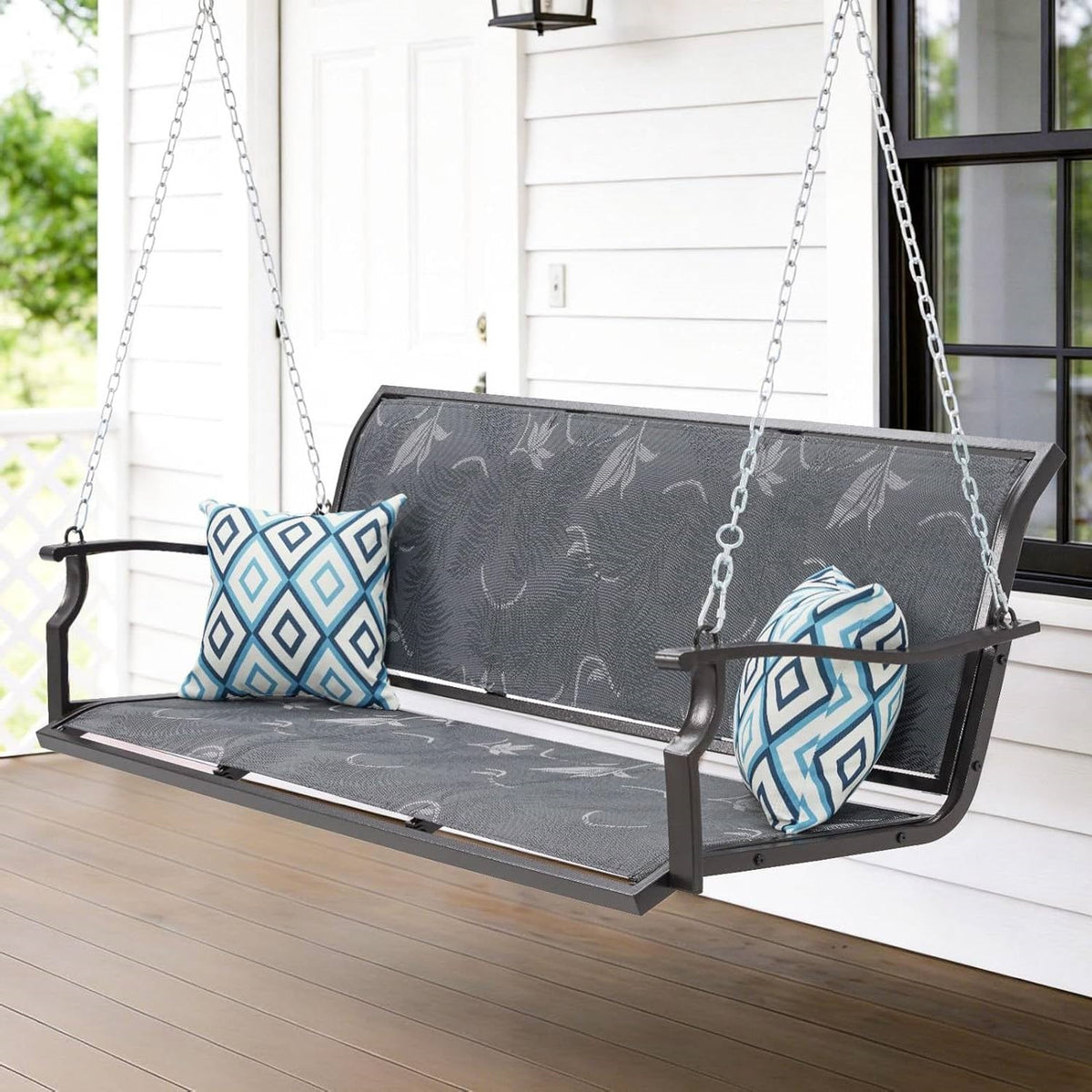 Grey Outdoor 2-Person Heavy Duty Porch Swing with 900 lb. Weight Capacity-0