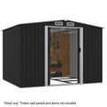 NNEMB Galvanised Steel Garden Shed 2.58 x 2.07 x 2.02m, with 2 Sliding Doors, 4 Air Vents, Gable Roof, Floor Frame-0
