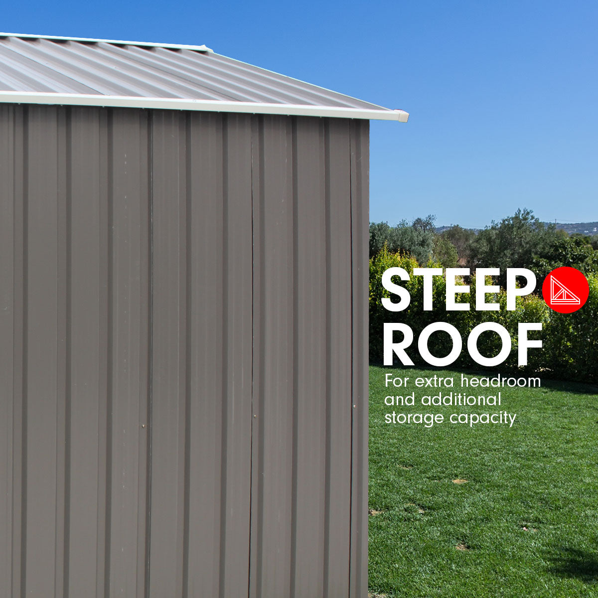 NNEDPE Garden Shed Spire Roof 8ft x 8ft Outdoor Storage Shelter - Grey-3